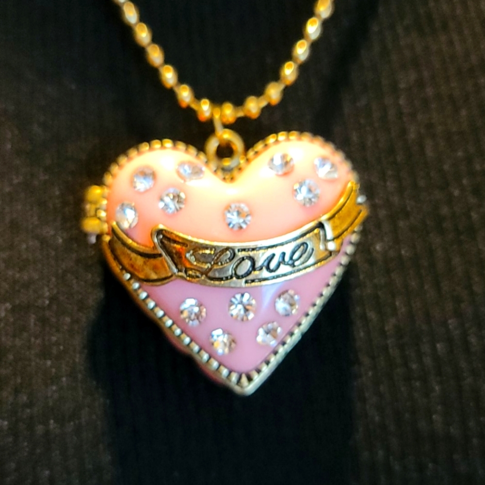 NWT Pink Heart Locket Necklace by Betsey Johnson - Picture 3 of 11